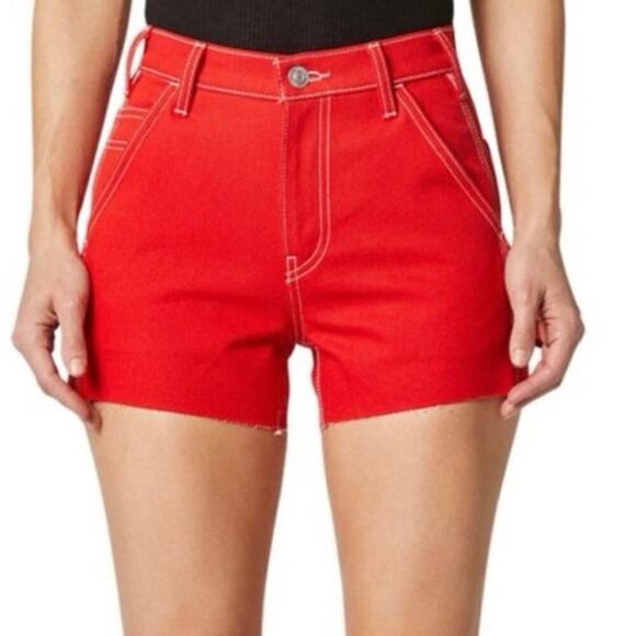 Hudson Carpenter Short Women’s 
Sz 28 Jasper (red) Utility Hammer Loop Raw Hem - Picture 2 of 13